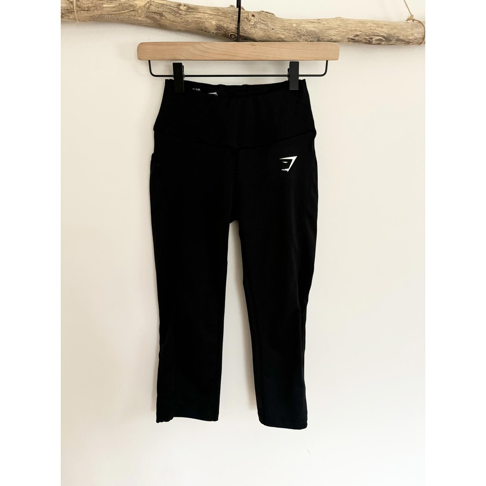 Gymshark‎ Black Training Pocket Leggings Cropped Athleisure Activewear XS